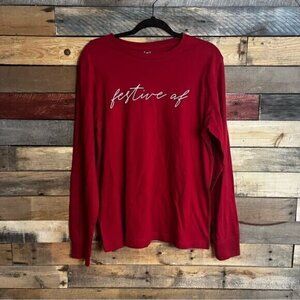 George Red Festive‎ AF Long Sleeve Graphic Tee Size Medium